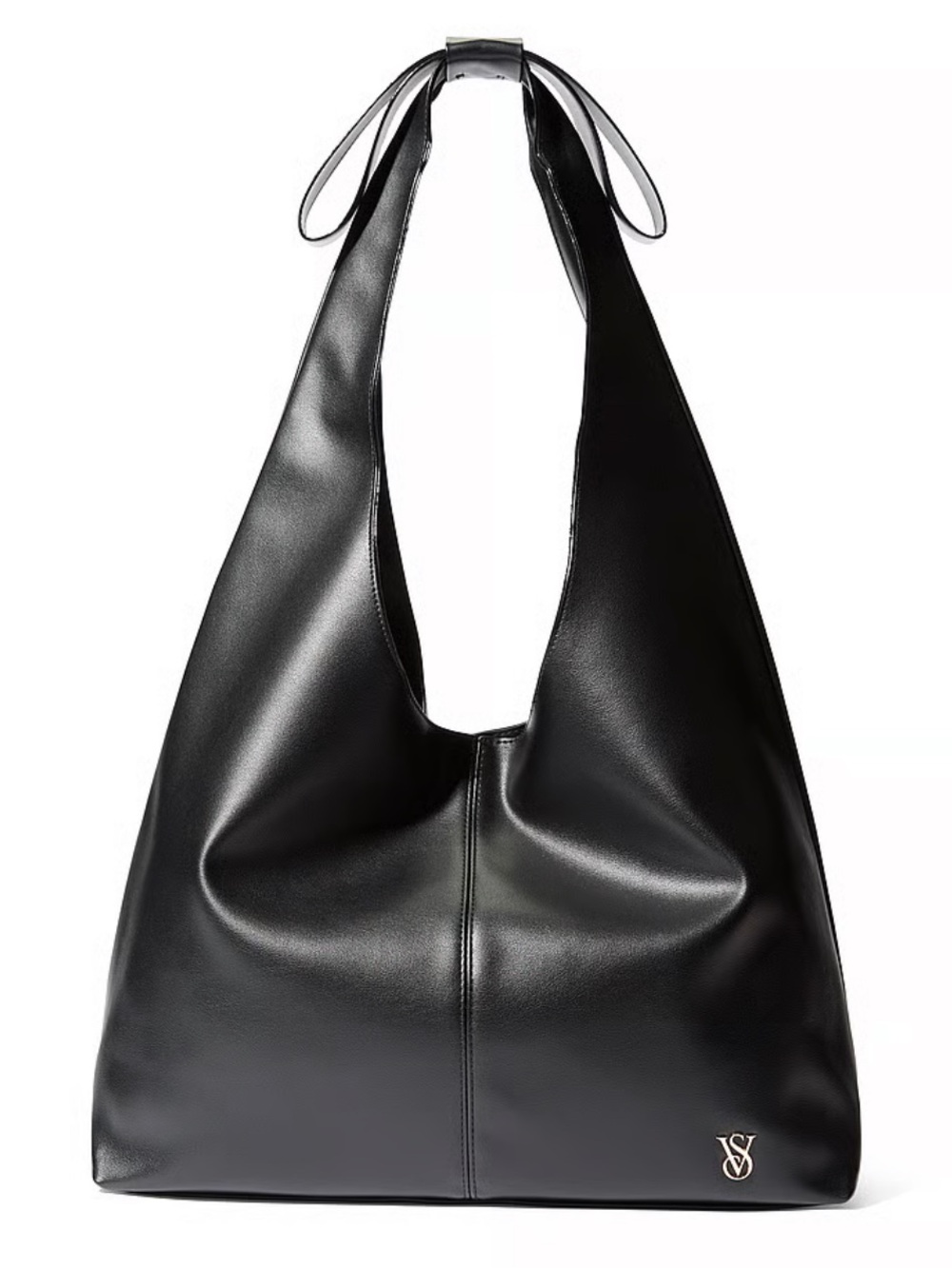 NWT: shipping packaging: Victoria's Secret Black Vegan Leather Shoulder Hobo Bag